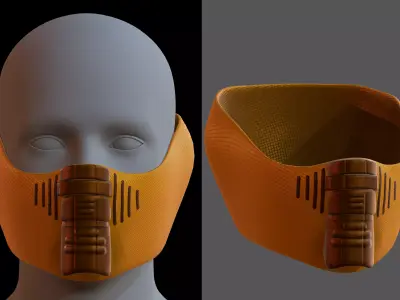 Gas mask helmet 3d model scifi Low-poly  Low-poly 3D model