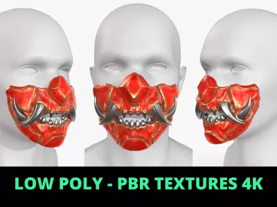 Mask Oni Robot Samurai Mecha Low-poly 3D model