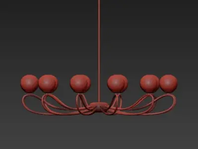 PAPILLON chandelier in brass with glass balls 3D model