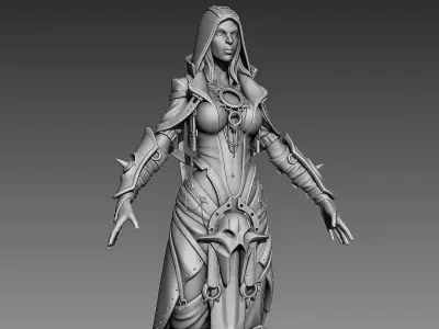 Fantasy Female Character 2 A-pose 3D model