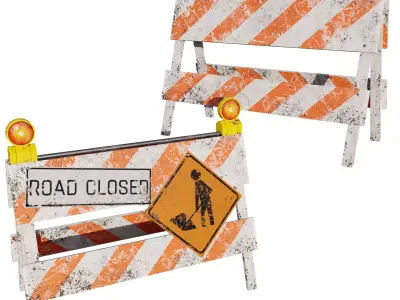 Lowpoly Roadworks Barricades Low-poly 3D model