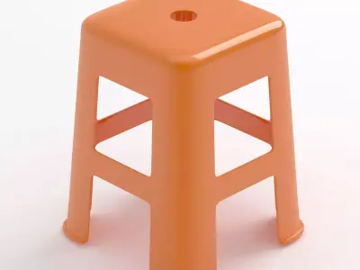 Orange Hard Plastic Stool 3D model