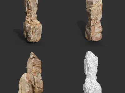 Yellow Vertical Rock Modular 221120 - Ultra HD 16K Texture Low-poly 3D model