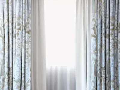 Curtains 21 Curtains with Tulle 3D model