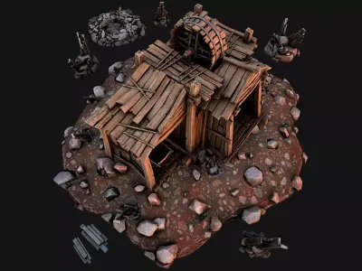Medieval Mine Silver Ore Deposits Low-poly 3D model
