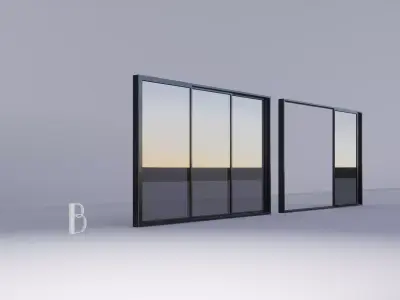 Sliding Metal Door - B Low-poly 3D model