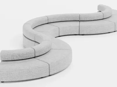 Modular Curved Sofa V3 Low-poly 3D model