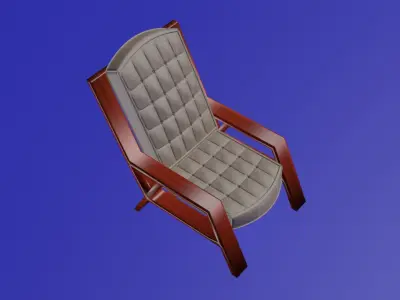 Retro stylish wooden and cotton armchair 3D model