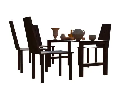 3D low poly wooden table Low-poly 3D model