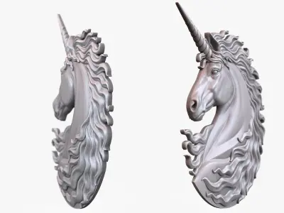 Unicorn Head Relief Sculpture 