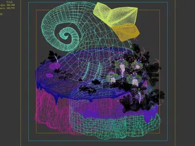 Disney main city - deformed stone 02 3D model