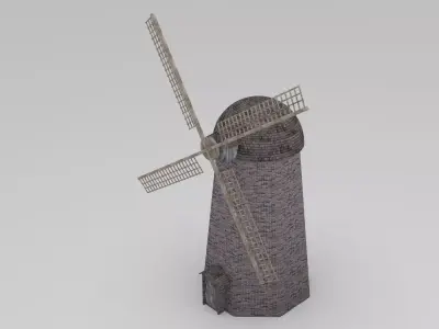 Animated wind mill 3D model