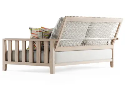 Double wooden garden sofa 3D model