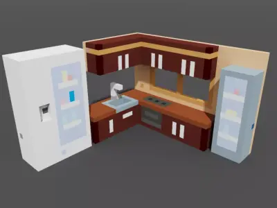 Voxel Kitchen 3D model