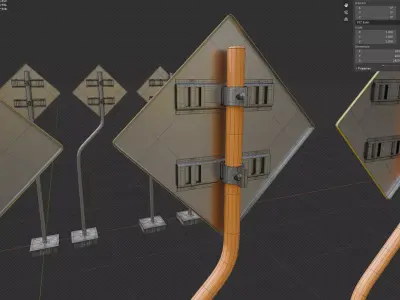 Tokyo Road Sign  Traffic Lights Ahead    Ready to Use Low-poly 3D model
