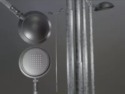 Street Light 4 Galvanized F2 M1 K0 7000mm  Low-poly 3D model