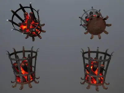 Medieval Braziers Lights   Low-poly 3D model