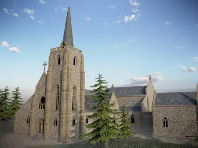 Modular Medieval Church Low-poly 3D model