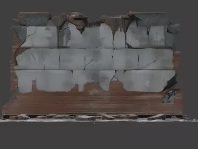 Urban Destroyed Wall 3D Model Low-poly 3D model buy