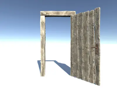 Door Set wooden Low-poly 3D model