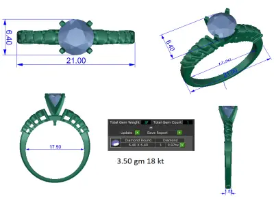 Women Ring  Render 3dm STL OBJ FBX Details 3D print model 354