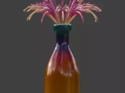 Stylized Cartoon Celebration Fireworks Bottle 3D Model Low-poly 3D model