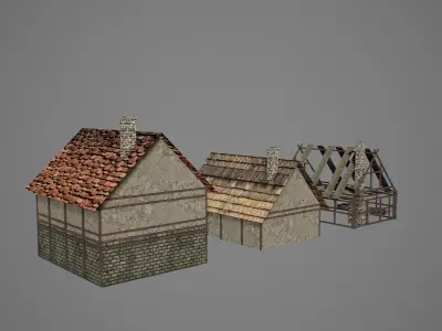Bakery medieval houses Low-poly 3D model