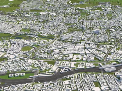 Nuremberg Germany 50x50km 3D City Map 3D model