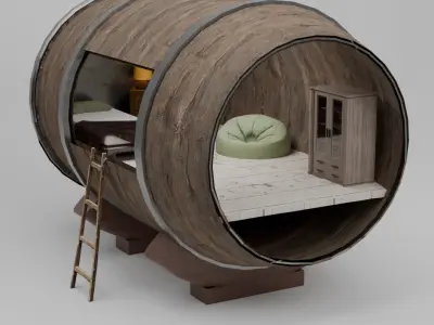 Barrel house  Free low-poly 3D model