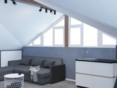 Attic interior scene 3D model