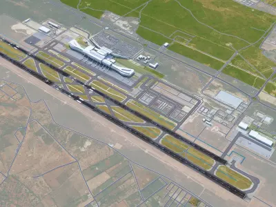 Rajiv Gandhi International Airport Hyderabad 10km Low-poly 3D model