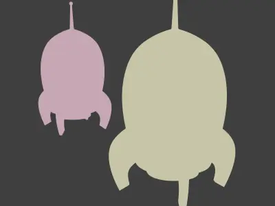 Low poly Rocket 3d model two orange toy rockets 3D model