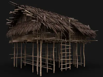  NEXTGEN TRIBAL JUNGLE PRIMAL HUT HOUSE REED TREE SURVIVAL Low-poly 3D model