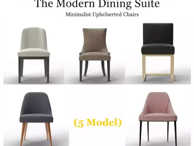 The Modern Dining Suite - Minimalist Upholstered Chairs 3D Model Pack