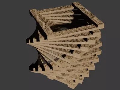 Funky Twisted Wood Lamp with Edison Bulb Low-poly 3D model