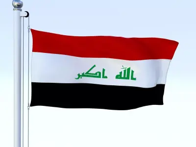 Animated Iraq Flag Low-poly 3D model
