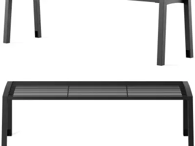 Vera park benches metal with litter bin Lena by mmcite 3D model