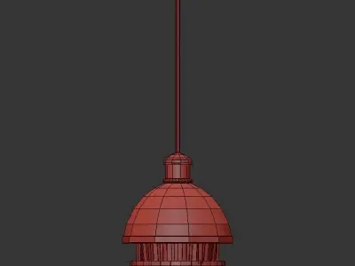 Outdoor two pendant lights with glass and gold metal 3D model