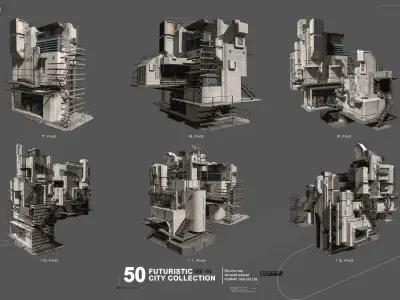 50 FUTURSITIC INDUSTRIAL  BUILDING VOL 14 Bonus 3D model