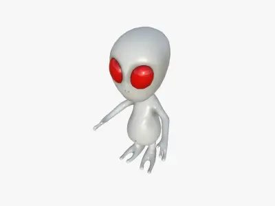 Cute Alien A12 Gray Red - Simple - Character Design Low-poly 3D model