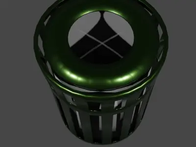 Metallic Trash Can 3D model