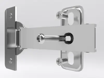 Cabinet hinge with mounting plate and screws 3D model