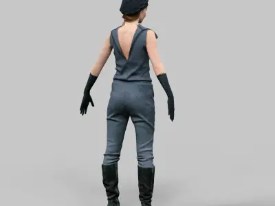 Futuristic girl Rigged Low-poly 3D model