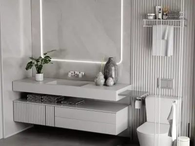  Modern Bathroom blender  Low-poly 3D model