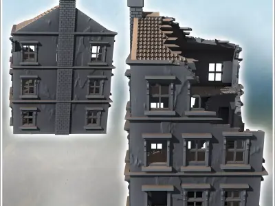 Tiled-roof house with bay window on the ground floor and a large 3D print model purchase
