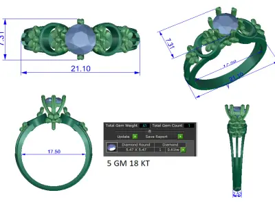 Women Ring  Render 3dm STL OBJ FBX Details 3D print model 353