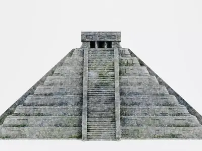 Mayan Pyramid V2 - Weathered Ancient Temple Architecture 3D model