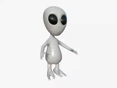 Cute Alien A11 Gray Black - Simple - Character Design Low-poly 3D model