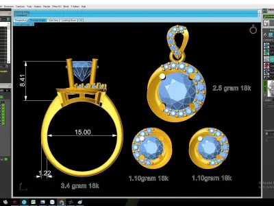 Elegant Round Halo Jewelry Set for Women  3045 3D print model