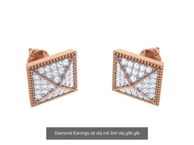20 Diamond Earrings stl obj mtl 3mf obj gltb glb  3D Model Pack